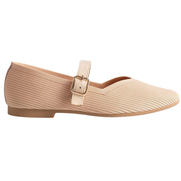 Ballerine tissée à bride et boucle dorée