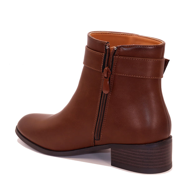 Bottine à boucle décorative et talon bas