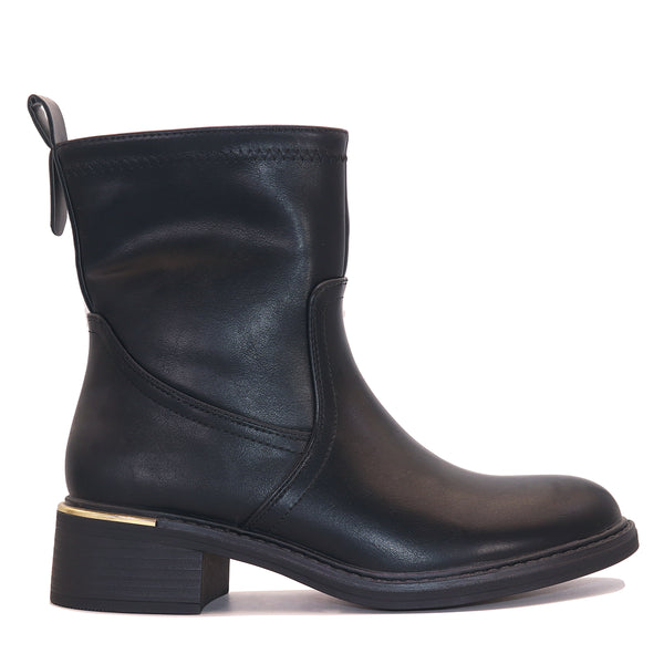 Bottine moderne à talon orné et fermeture latérale