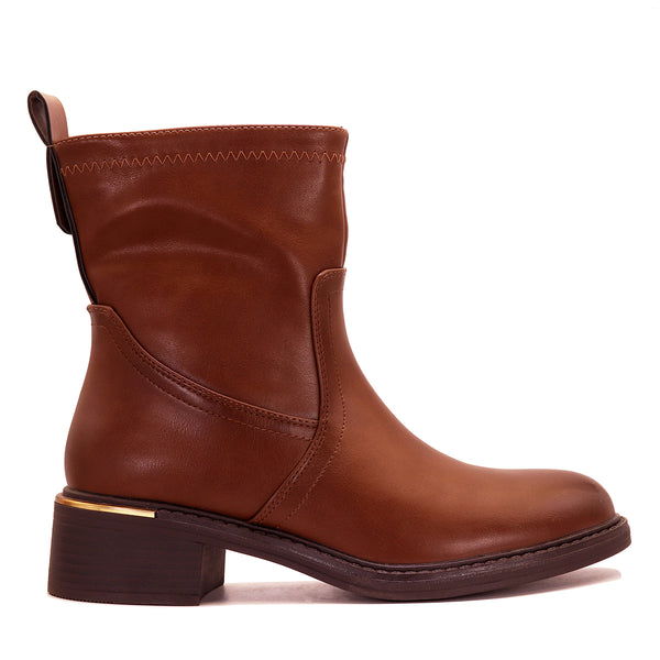 Bottine moderne à talon orné et fermeture latérale